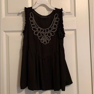 Black Tank with Gold Detail